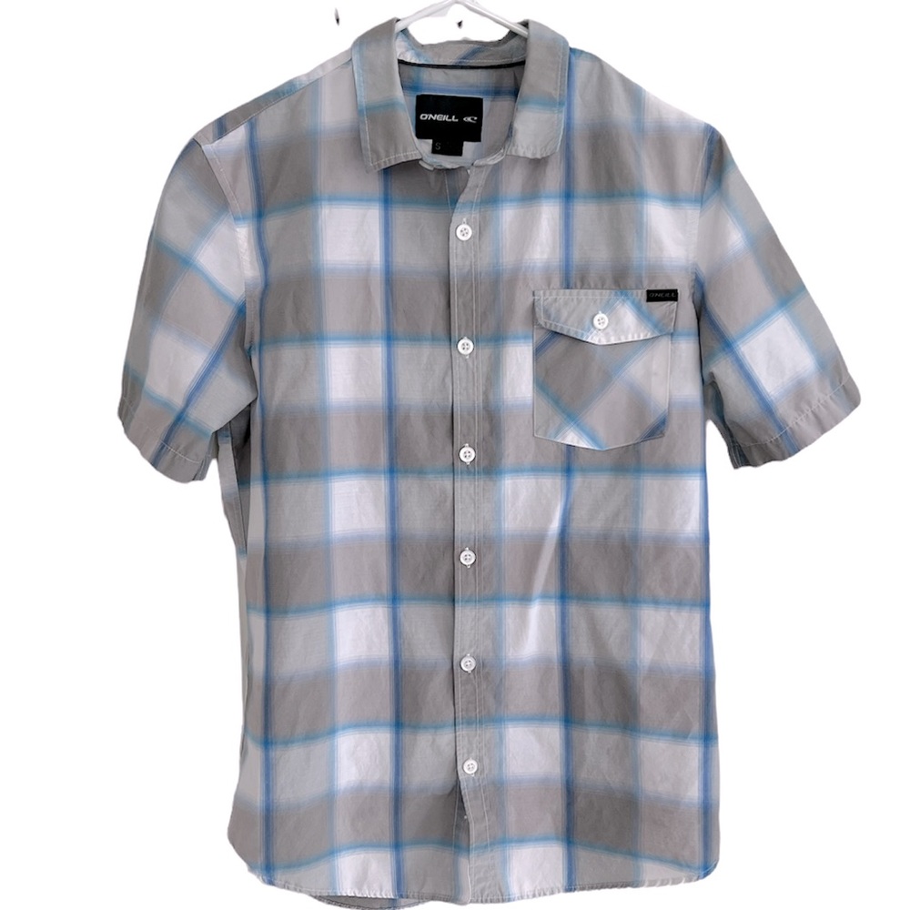 Mens O’Neill button down w/front pocket plaid shirt